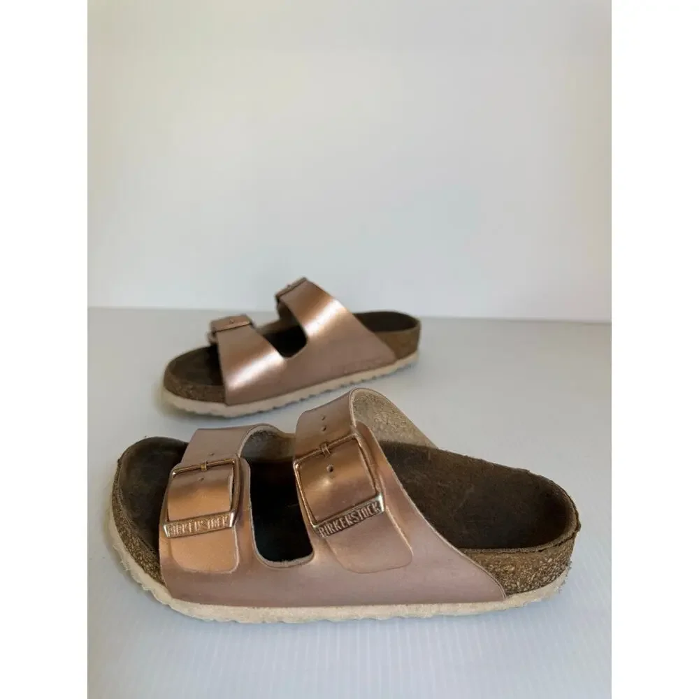 Birkenstock  Kids Sandals Rose Gold Arizona Copper Metallic EU 29 US Kids 11 - Picture 2 of 13